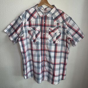 Columbia Button Up Shirt Plaid Omni Shade Short Sleeve Fishing Mens 2XL